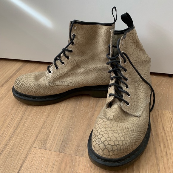 cream doc martens boots